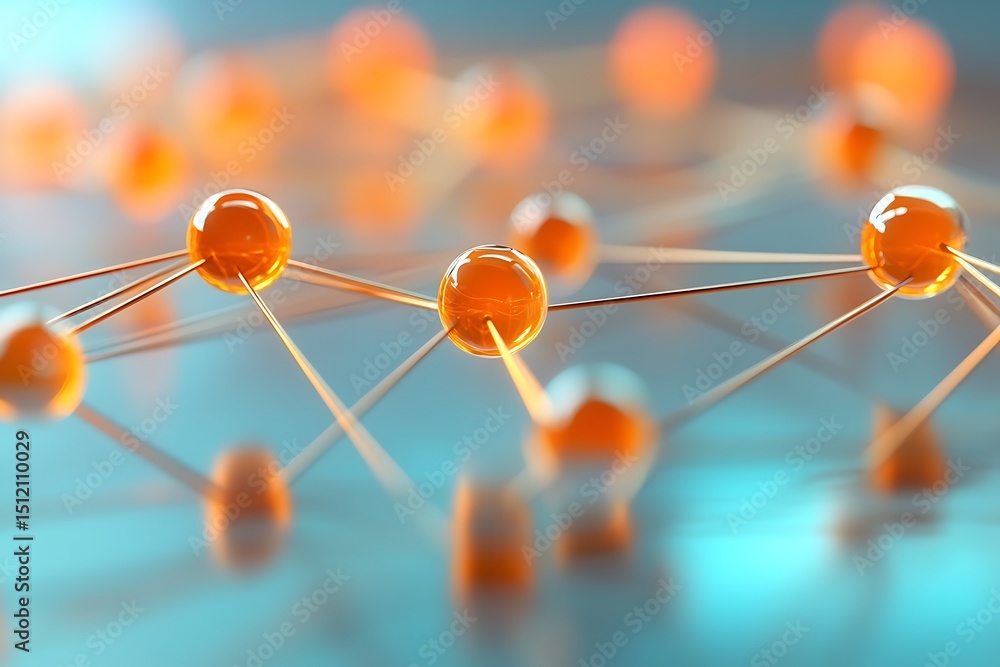 Poster 3d global network icon in smooth vector style, glowing connections and soft gradient background