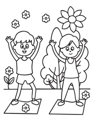 Summer Coloring page, line art, black and white, cute summer illustration, coloring page holiday time