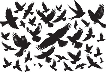Fototapeta premium Birds in Flight Silhouettes Set