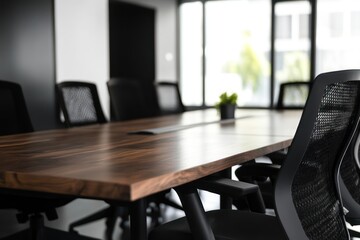 Fototapeta premium Black and white modern conference room interior