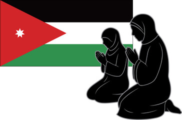 アラブ圏のヨルダンの国旗とお祈り