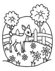 Summer Coloring page, line art, black and white, cute summer illustration, coloring page holiday time