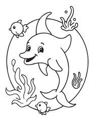 Summer Coloring page, line art, black and white, cute summer illustration, coloring page holiday time