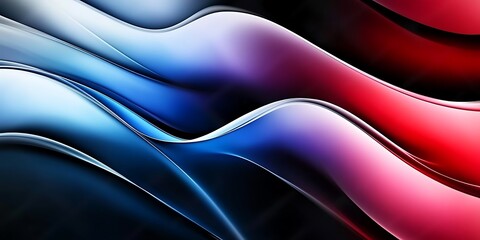 Fototapeta premium Black white blue red abstract color background gradient blend wave. The image captures the smooth, flowing movement of colors