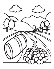 Summer Coloring page, line art, black and white, cute summer illustration, coloring page holiday time