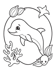 Summer Coloring page, line art, black and white, cute summer illustration, coloring page holiday time