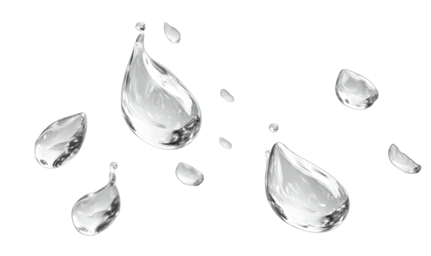 Water droplets, various sizes, on black background - Powered by Adobe