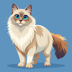 Obraz premium Digital Ragdoll Cat Illustration – Calm and Cuddly Feline Art