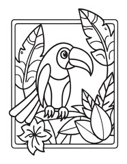 Summer Coloring page, line art, black and white, cute summer illustration, coloring page holiday time