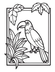 Summer Coloring page, line art, black and white, cute summer illustration, coloring page holiday time
