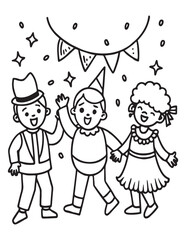 Summer Coloring page, line art, black and white, cute summer illustration, coloring page holiday time
