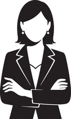 Businesswoman in Suit and Tie Silhouette vector icons.