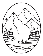 Summer Coloring page, line art, black and white, cute summer illustration, coloring page holiday time