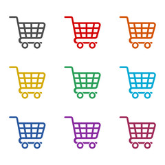  Shopping Cart icon isolated on white background. Set icons colorful