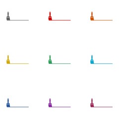 Paint brush line  icon isolated on white background. Set icons colorful
