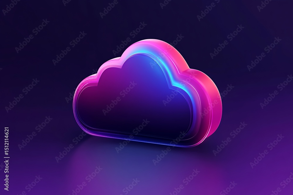 Poster abstract 3d cloud storage icon in futuristic vector style, soft gradients and smooth edges, minimal 