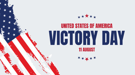 vertical USA flag style victory day banner with minimal design and white background theme