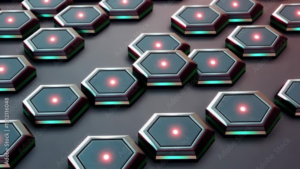 Poster A blue and white hexagonal pattern. The blue is the color of the hexagon. The white is the background