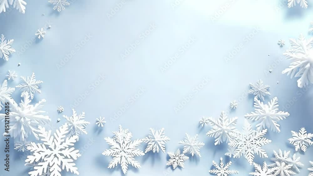 Poster A blue background with a white snowflake pattern. The snowflakes are scattered all over the background