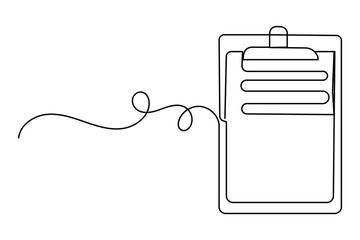 Minimalist clipboard checklist continuous line illustration