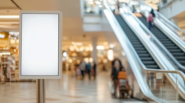 Digital billboard mockup advertisement escalator shopping.