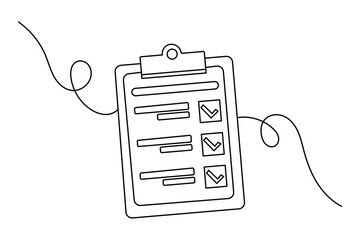 Minimalist clipboard checklist continuous line illustration