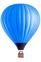 Fototapeta premium Stunning blue hot-air balloon gracefully floats against a pristine white backdrop.