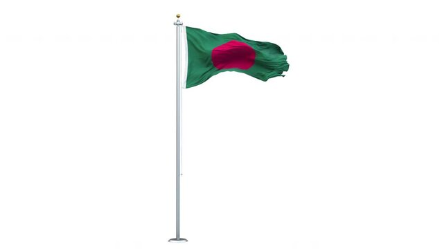 Bangladesh flag waving looping with transparent background. Ready to use drag and drop immediately.