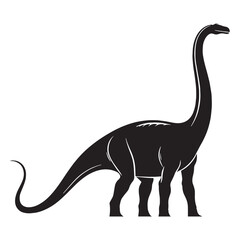 Diplodocus silhouette stretching across the scene – Diplodocus illustration – Minimalist Diplodocus vector – Dinosaur silhouette

