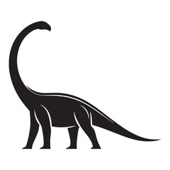 Peaceful Giant Diplodocus silhouette – Diplodocus illustration – Minimalist Diplodocus vector – Dinosaur silhouette

