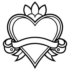 Romantic Heart Banner Outline Artwork