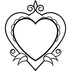 Romantic Heart Banner Outline Artwork