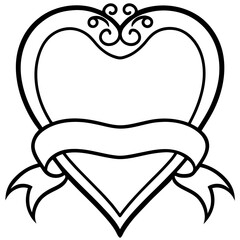 Romantic Heart Banner Outline Artwork