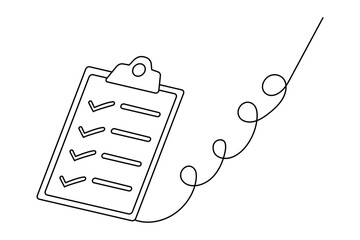 Minimalist clipboard checklist continuous line illustration