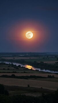 night landscape with a full moon