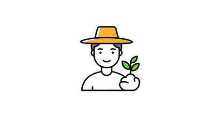 Farmer holds a plant sprout