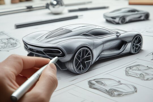 Sketching a Futuristic Sports Car in High-Tech Studio - Powered by Adobe
