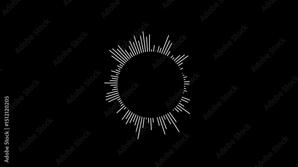 Poster graphic circular loop of rhythmic audio frequency sound waves in the backgroundcircular interface au
