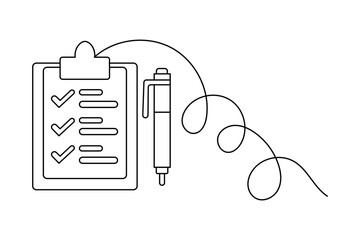 Minimalist clipboard checklist continuous line illustration