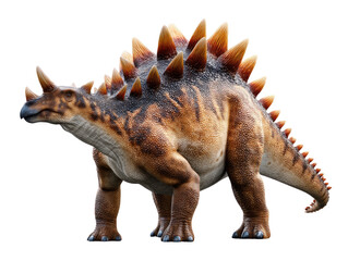 Fototapeta premium Kentrosaurus Dinosaur: A Kentrosaurus dinosaur, with plates and spikes along its back and tail, stands on its own.