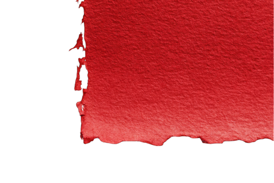 Close-up of a textured, vibrant red surface with a ragged edge against black