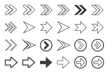 Modern Black Arrow Icons – Solid, Outlined, Pixel & Motion Styles