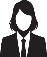 Businesswoman in Suit and Tie Silhouette vector icons.