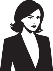 Businesswoman in Suit and Tie Silhouette vector icons.