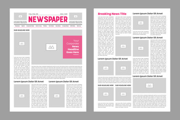 The daily newspaper layout, magazine design, newsletter template, vintage newspaper design template 
