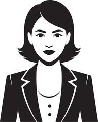 Businesswoman in Suit and Tie Silhouette vector icons.