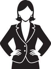 Confident Businesswoman with Arms Crossed Black and White Silhouette