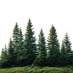Obraz premium Majestic Pine Forest Scenery , white background cut out PNG
