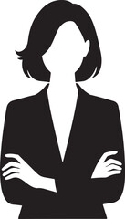 Confident Businesswoman with Arms Crossed Black and White Silhouette
