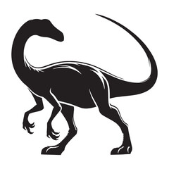 High-speed Gallimimus silhouette in profile – Gallimimus illustration – Minimalist Gallimimus vector – Dinosaur silhouette

